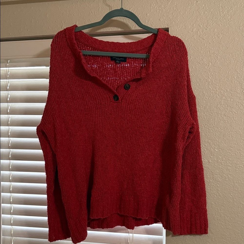 American Eagle Outfitters Red V-Neck Sweater